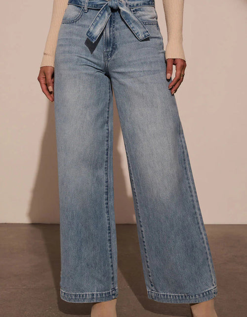 Load image into Gallery viewer, Tied Wide Leg Jeans with Pockets
