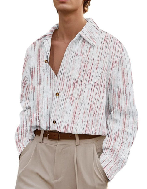 Load image into Gallery viewer, Men's Full Size Button Down Long Sleeve Striped Shirt Plus Size

