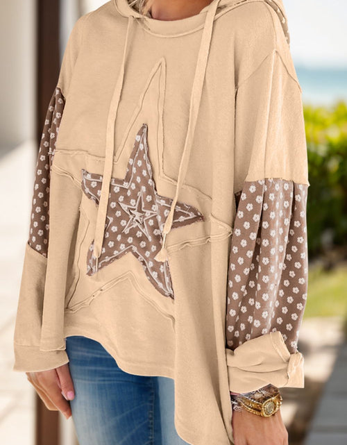 Load image into Gallery viewer, Drawstring Star Long Sleeve Hoodie
