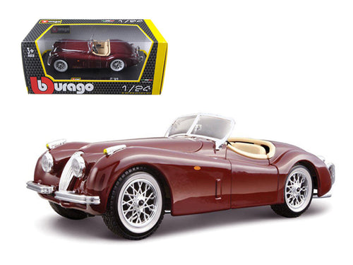 Load image into Gallery viewer, 1951 Jaguar XK 120 Roadster Burgundy 1/24 Diecast Model Car by Bburago
