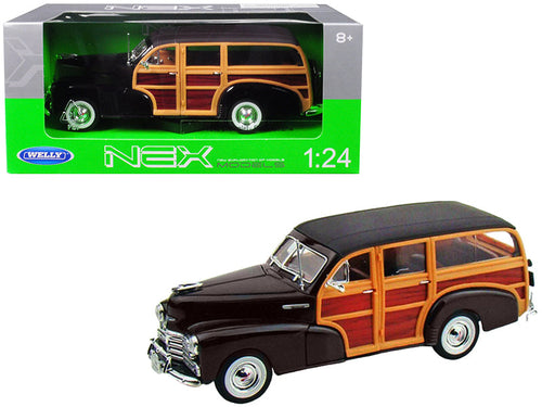 Load image into Gallery viewer, 1948 Chevrolet Woody Fleetmaster Dark Brown 1/24 Diecast Model Car by Welly
