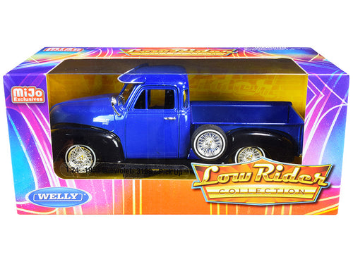 Load image into Gallery viewer, 1953 Chevrolet 3100 Pickup Truck Blue and Black "Low Rider Collection" 1/24 Diecast Model Car by Welly
