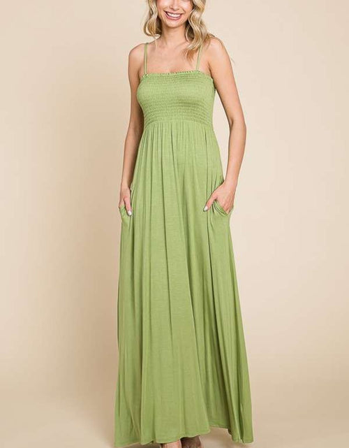 Load image into Gallery viewer, Culture Code Full Size Smocked Cami Maxi Dress with Pockets
