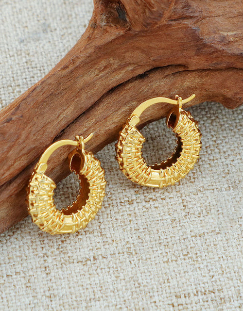 Load image into Gallery viewer, RMZ GOLD NYC Gold nugget Hoop earrings
