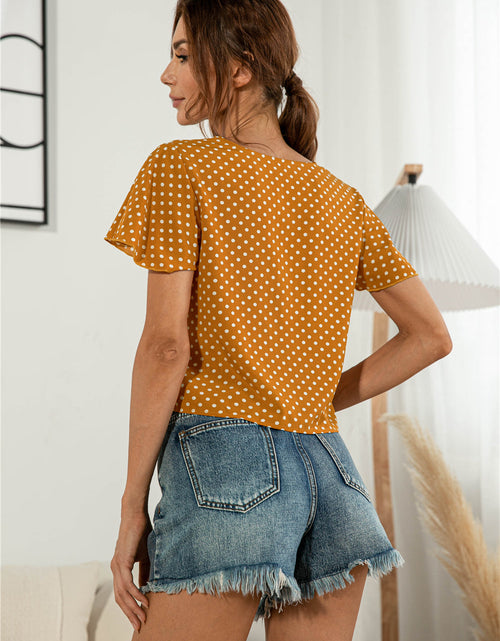 Load image into Gallery viewer, Decorative Button V-Neck Tied Blouse
