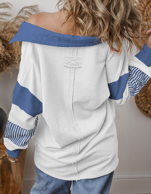 Load image into Gallery viewer, Color Block Johnny Collar Long Sleeve Sweatshirt
