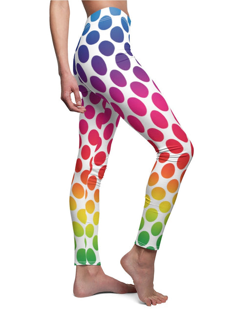 Load image into Gallery viewer, Colorful Polka Dots Print Casual Leggings - White by Tshirt Unlimited
