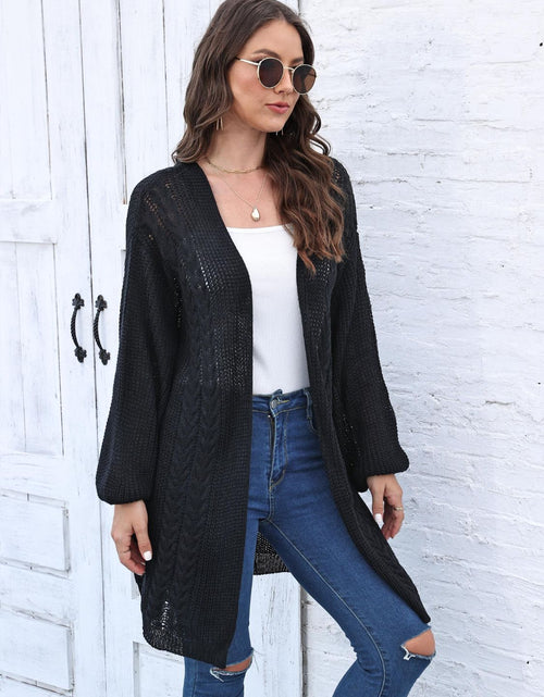 Load image into Gallery viewer, Cable-Knit Open Front Long Sleeve Cardigan
