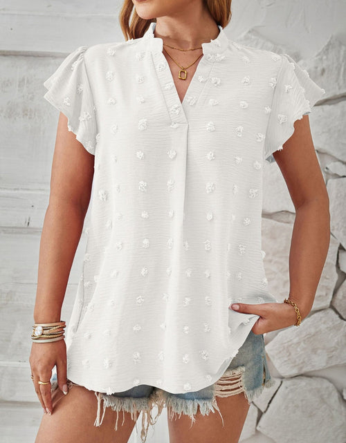 Load image into Gallery viewer, Swiss Dot Notched Cap Sleeve T-Shirt
