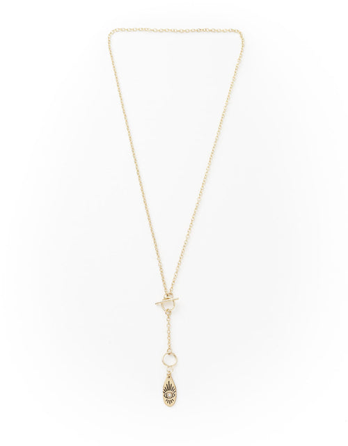 Load image into Gallery viewer, Ruchi Evil Eye Charm Gold Dainty Drop Lariat Necklace by Matr Boomie
