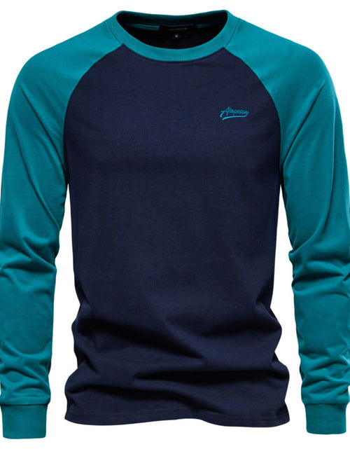 Load image into Gallery viewer, Men's Contrast Round Neck Raglan Sleeve T-Shirt
