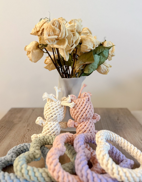 Load image into Gallery viewer, Sweetheart Macarons &amp; Bear Hugs Collection Dog Toys by Knotty Pawz
