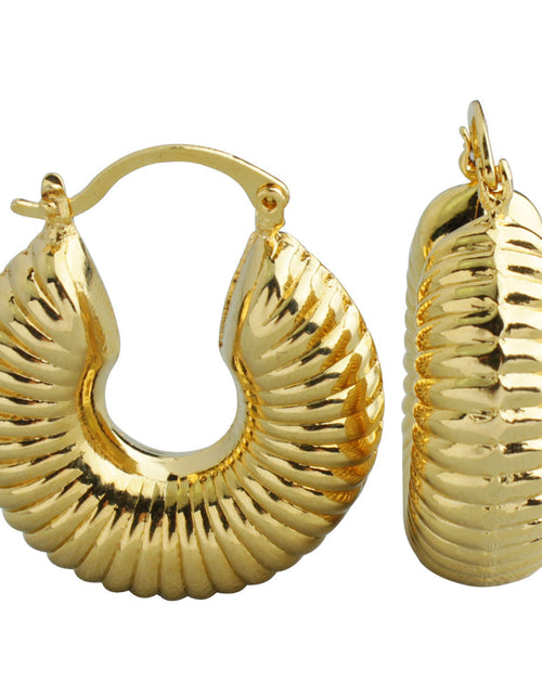 Load image into Gallery viewer, Cute 14k Gold Bamboo Hoop Earrings
