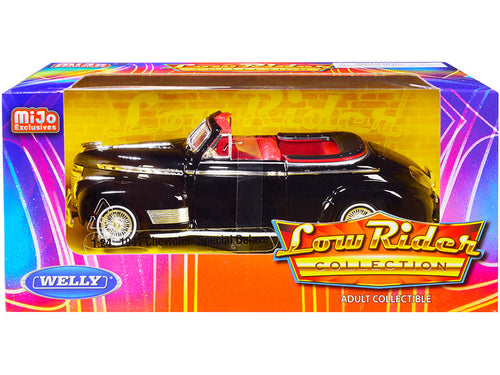 Load image into Gallery viewer, 1941 Chevrolet Special Deluxe Convertible Black with Red Interior "Low Rider Collection" 1/24 Diecast Model Car by Welly
