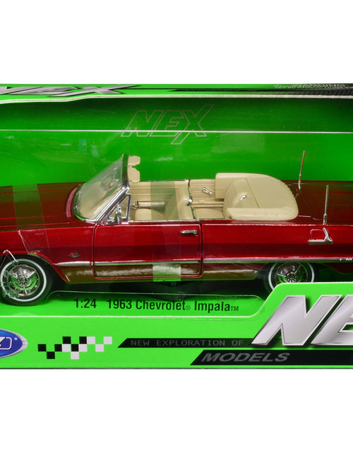 Load image into Gallery viewer, 1963 Chevrolet Impala Convertible Red Metallic "NEX Models" 1/24 Diecast Model Car by Welly
