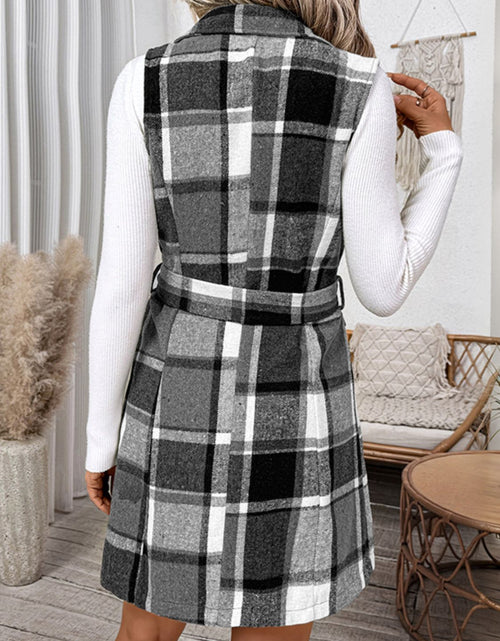 Load image into Gallery viewer, Perfee Tied Plaid Vest Coat
