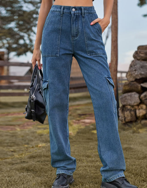 Load image into Gallery viewer, High Waist Cargo Jeans
