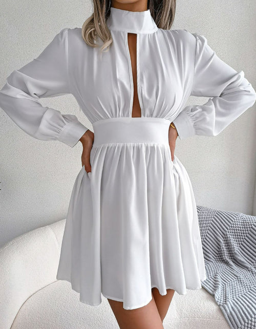 Load image into Gallery viewer, Cutout Turtleneck A-Line Mini Dress
