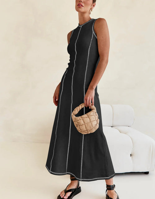 Load image into Gallery viewer, Contrast Stitching Maxi Tank Dress
