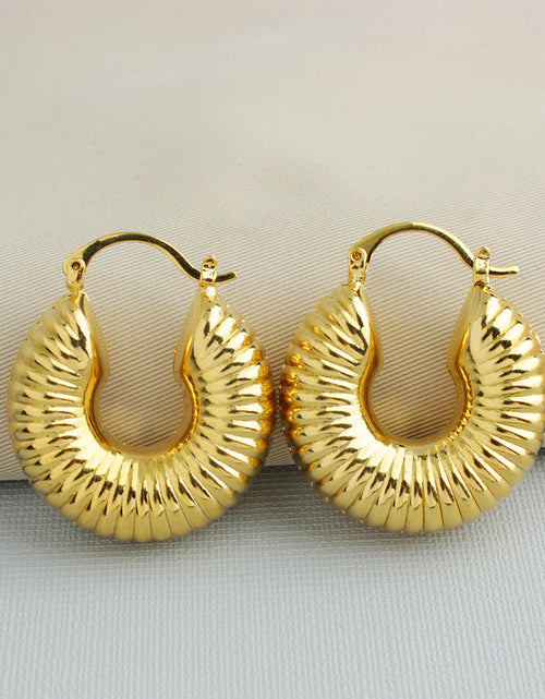 Load image into Gallery viewer, Cute 14k Gold Bamboo Hoop Earrings
