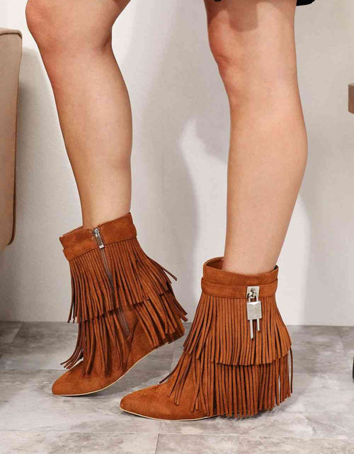 Load image into Gallery viewer, Legend Women's Tassel Wedge Heel Ankle Booties

