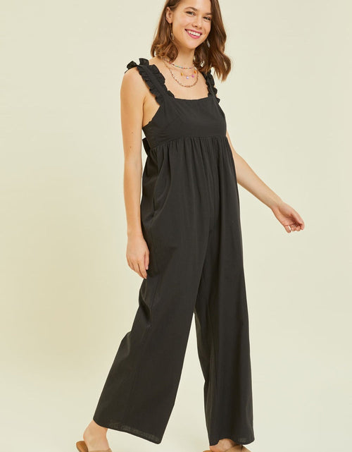 Load image into Gallery viewer, HEYSON Full Size Ruffled Strap Back Tie Wide Leg Jumpsuit
