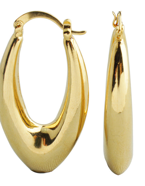 Load image into Gallery viewer, Cute 14k Gold Puffy Oval Hoop Earrings
