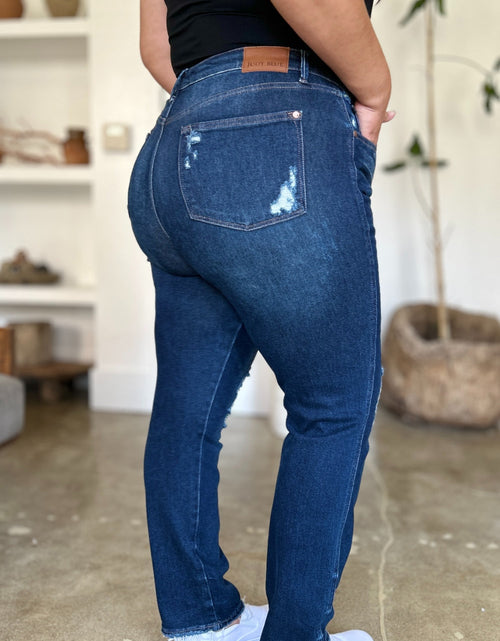 Load image into Gallery viewer, Judy Blue Full Size High Waist Rigid Magic Heavy Destroy Straight Jeans
