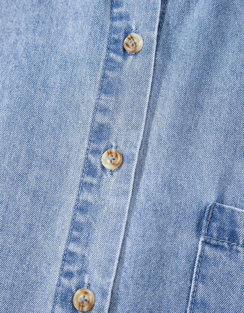 Load image into Gallery viewer, Button Down Short Sleeve Denim Dress
