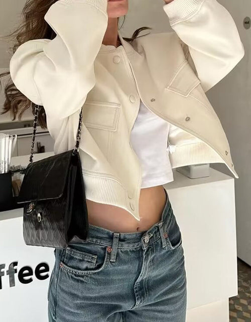 Load image into Gallery viewer, Pocketed Snap Down Baseball Collar Jacket
