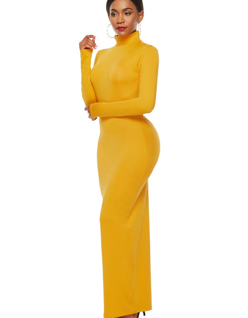 Load image into Gallery viewer, Mock Neck Long Sleeve Maxi Slim Dress

