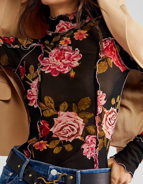 Load image into Gallery viewer, Floral Mock Neck Long Sleeve Top
