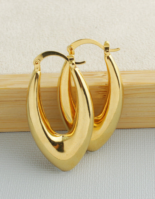 Load image into Gallery viewer, Cute 14k Gold Puffy Oval Hoop Earrings
