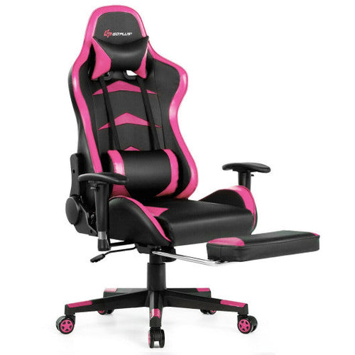 Load image into Gallery viewer, Massage Gaming Chair with Footrest-Pink
