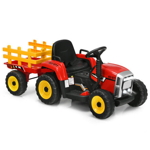 Load image into Gallery viewer, 12V Ride on Tractor with 3-Gear-Shift Ground Loader for Kids 3+ Years Old-Red

