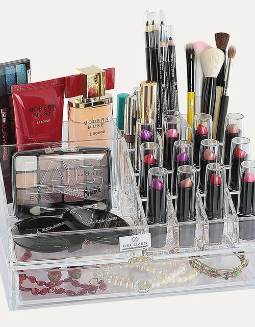 Load image into Gallery viewer, Clear Makeup Organizers - 19 Slots and 1 Drawer by Decozen
