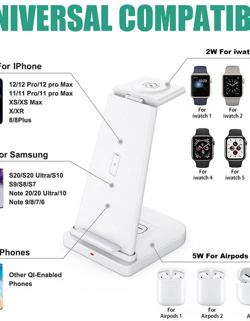 Load image into Gallery viewer, 3-in-1 Fast Wireless Charging Stand for Phones, Apple Watch &amp; AirPods by Infinite Basics
