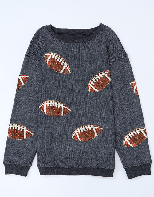 Load image into Gallery viewer, Sequin Football Patch Corduroy Sweatshirt
