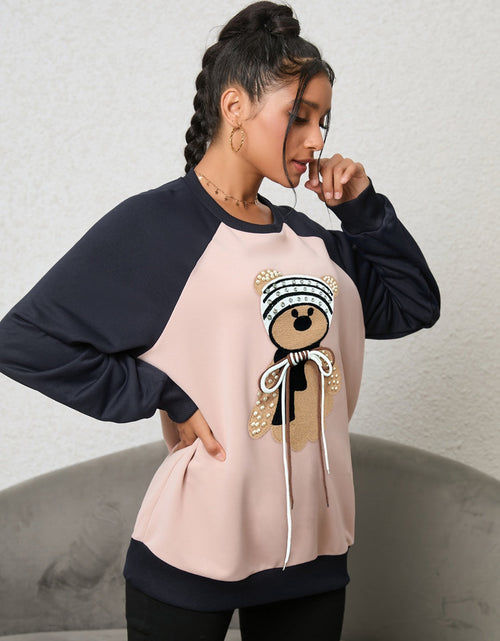 Load image into Gallery viewer, Bear Graphic Raglan Sleeve Sweatshirt
