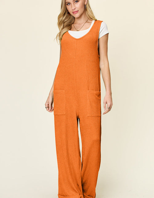 Load image into Gallery viewer, Double Take Full Size Texture Sleeveless Wide Leg Jumpsuit
