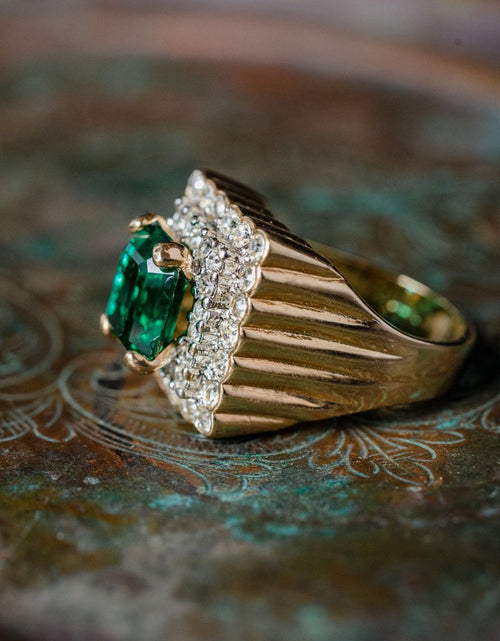 Load image into Gallery viewer, Vintage Austrian Crystal Cocktail Ring 18k Yellow or White Gold Electroplated Women's Birthstne RingMade in USA by PVD Vintage Jewelry
