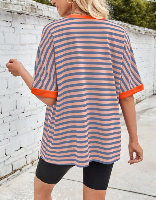 Load image into Gallery viewer, Lovelet Striped Round Neck Half Sleeve T-Shirt
