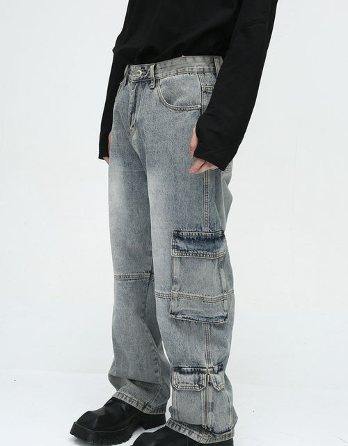 Load image into Gallery viewer, Wide Leg Jeans with Cargo Pockets
