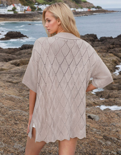 Load image into Gallery viewer, Button Down Eyelet Collared Neck Knit Shirt
