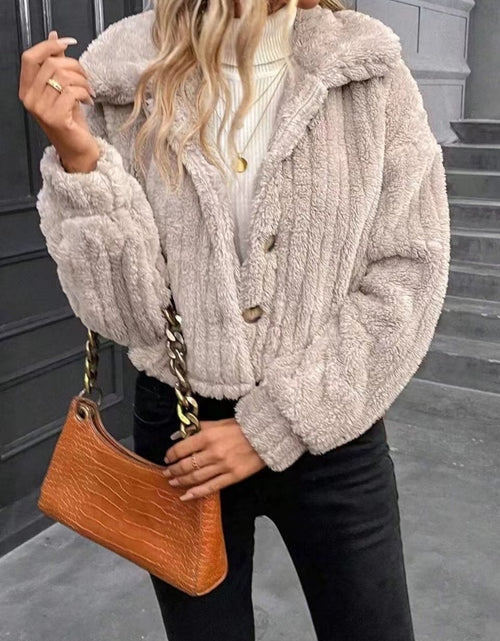 Load image into Gallery viewer, Button Up Long Sleeve Fuzzy Outerwear
