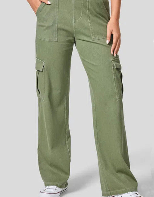 Load image into Gallery viewer, High Waist Straight Leg Cargo Jeans
