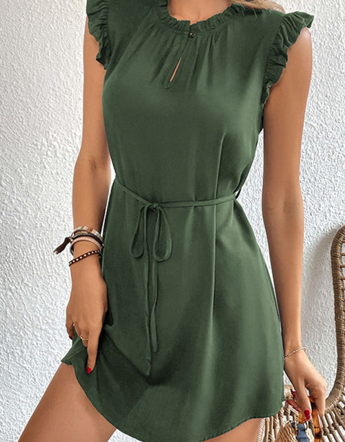 Load image into Gallery viewer, Perfee Ruffled Tie-Waist Keyhole Dress
