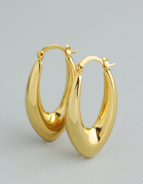 Load image into Gallery viewer, Cute 14k Gold Puffy Oval Hoop Earrings
