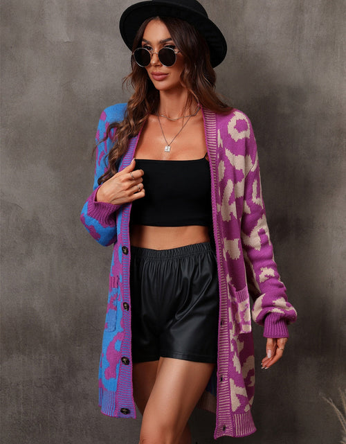 Load image into Gallery viewer, Angel Wings Leopard Button Down Longline Cardigan
