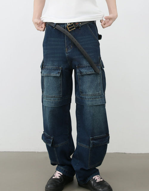 Load image into Gallery viewer, Men's Mid Rise Jeans with Cargo Pockets
